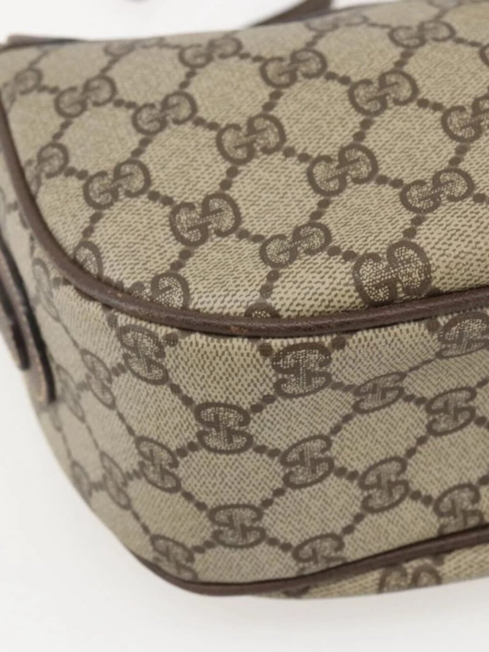 GUCCI GG Supreme Web Sherry Line Shoulder Bag PVC Beige Gold Auth 160559 - Picture 5 of 16